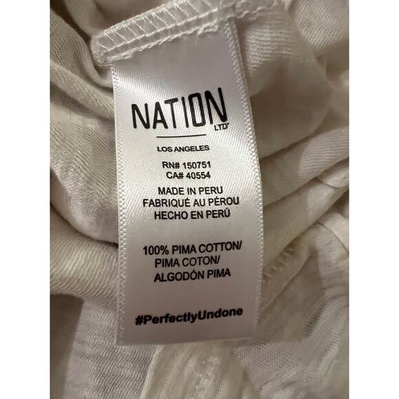 Nation LTD Raina One Shoulder Top Cream S Pima Cotton Puff Sleeve Luxury Preppy - Picture 6 of 8